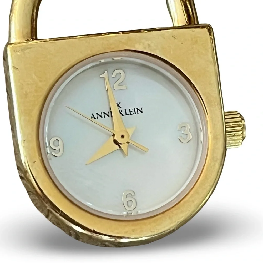 Anne Klein Leather Toggle Cuff Gold Tone Watch